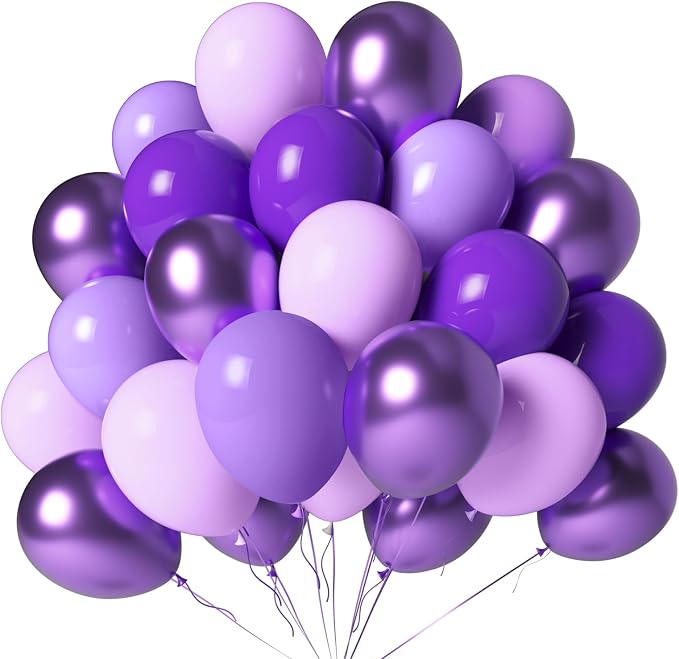 Purple Balloons 100 Pack 12 inch Extra Thick Metallic Pastel Dark Purple Party by LYNSP