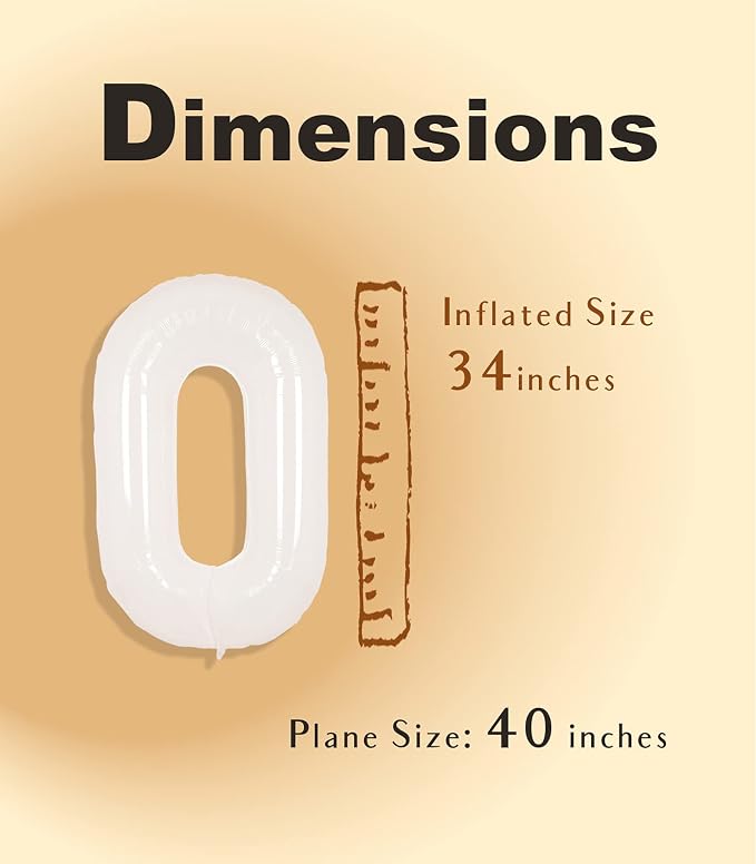 SUWEN 40 Inch White Large 0 Balloon Number Big Foil Helium Numbers 0-9 | Giant - Image 5