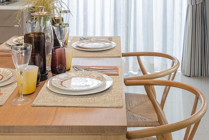 Faux Cotton Linen Placemats Set of 8, Cloth Washable Farmhouse Dining Table Mats - Image 9