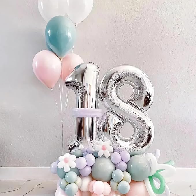 40 inch Silver Number Balloon Giant Foil Helium Balloons Silver Number 8 Balloon - Image 3