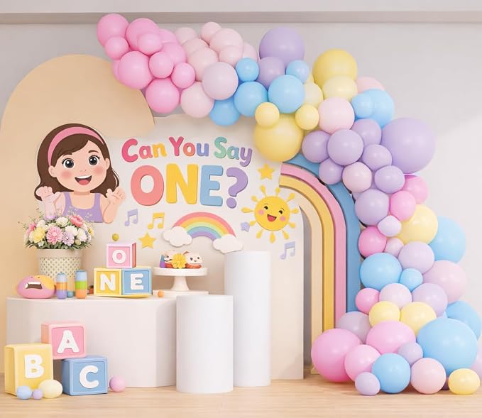 Pastel Can You Say One Balloon Arch Garland Kit - Image 4
