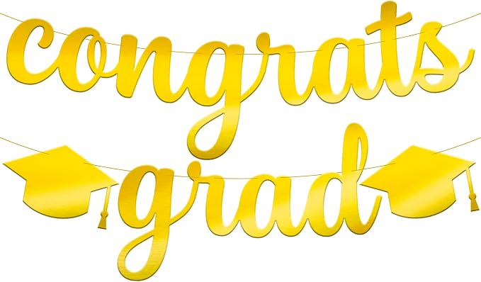 KatchOn Shiny Congrats Grad Banner 10 Feet, Graduation Banner by KatchOn