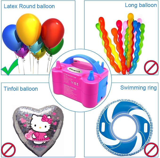 FLSEPAMB Electric Balloon Pump, Portable Dual Nozzle Balloon Inflator Pump - Image 6