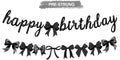 2pcs Glitter Black Bow Party Banner Pre-Strung Happy Birthday Decorations Bow by RICHHHA
