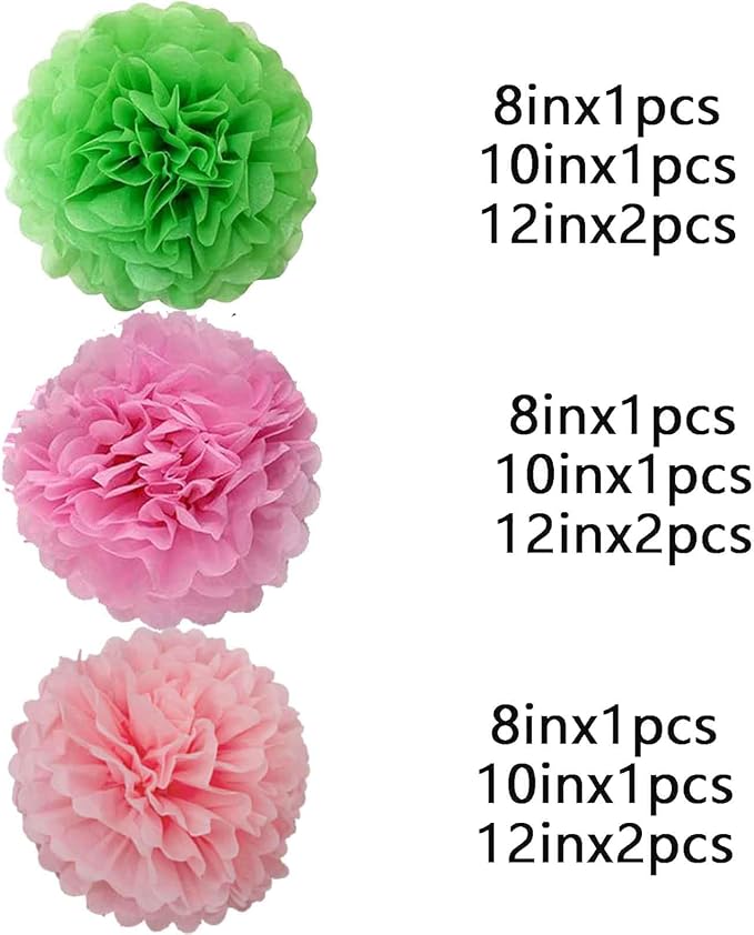 We Moment Green Pink Light Pink Paper Pom Poms Flowers - Image 2