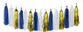 Navy-Blue White-Gold Tassel Garland Streamers- 15pcs Tissue Paper Tassels by Panduola