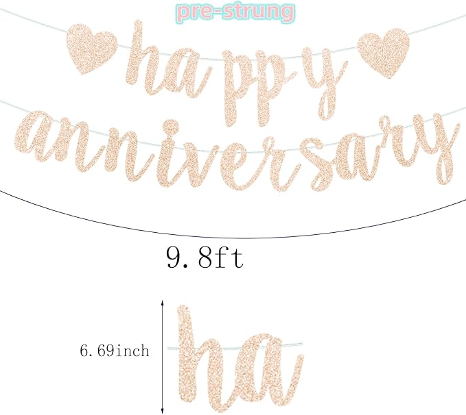 Pre-Strung Happy Anniversary Banner Bunting Hanging Sign Garland - Image 7