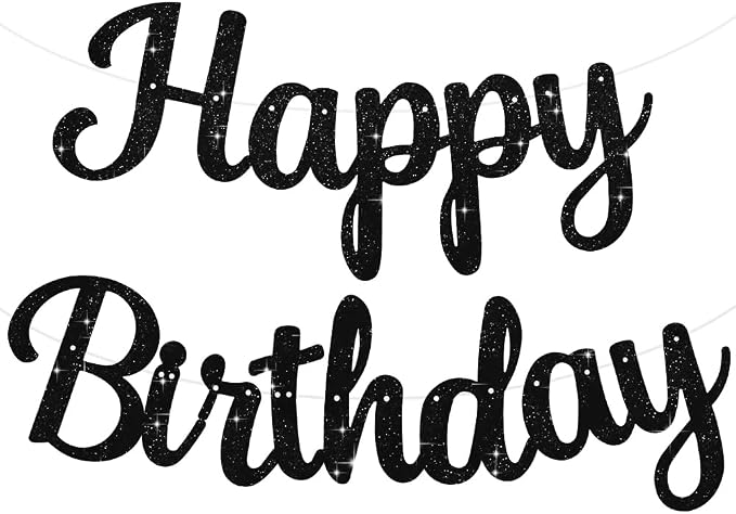 BEISHIDA Glitter Black Happy Birthday Banner Party Decoration NO DIY, 10Feet | by Beishida