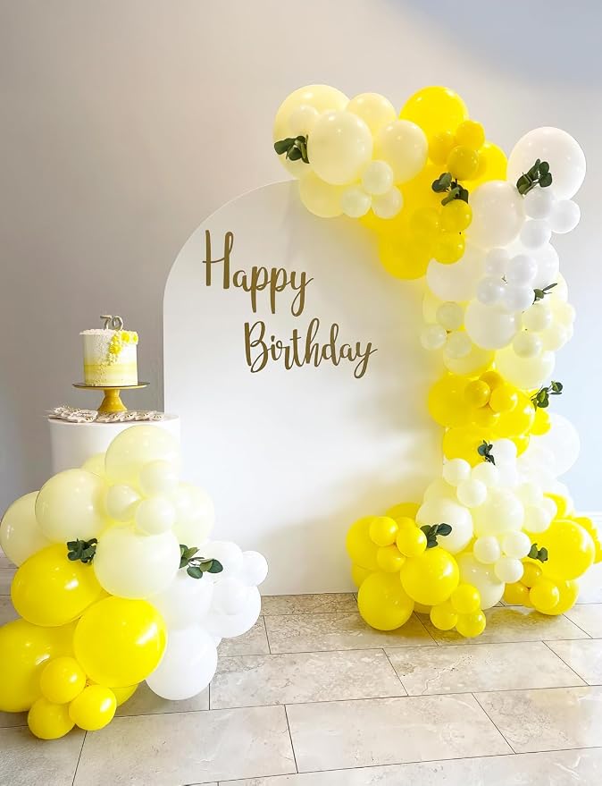 Yellow and White Balloons, Pastel Yellow and White Party Balloons | 50Pcs - Image 4