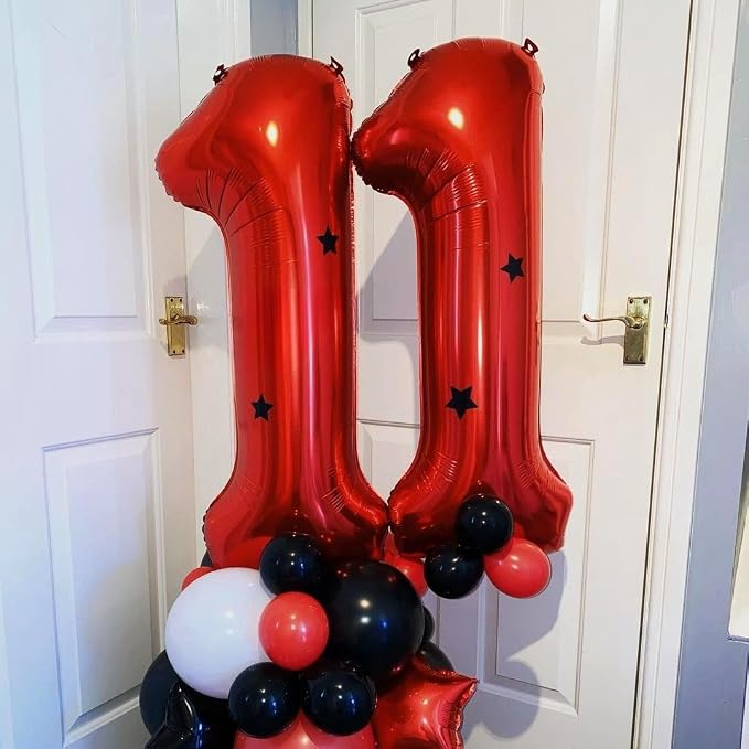 Red 14 Number Balloons, 40 Inch 14 Balloons Foil Mylar Helium Big Red 14 - Image 3