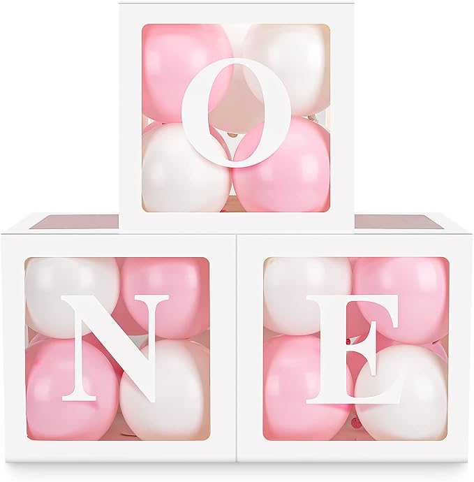 Baby Girl First Birthday Party Decorations 'ONE' Letters Individual Three White by HDLJD