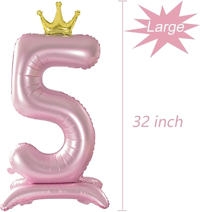 Crown Pink Number 5 Balloon - Image 2