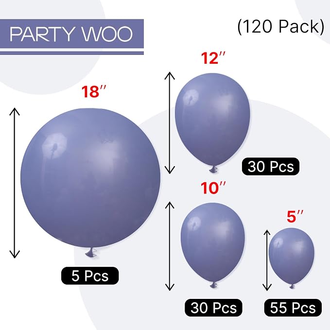 PartyWoo Dusty Blue Balloons 140pcs Navy Slate Blue Boho Neutral Color | - Image 8
