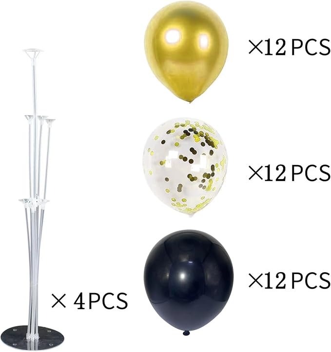 4Sets Black and Gold Balloon Stand, - Image 2