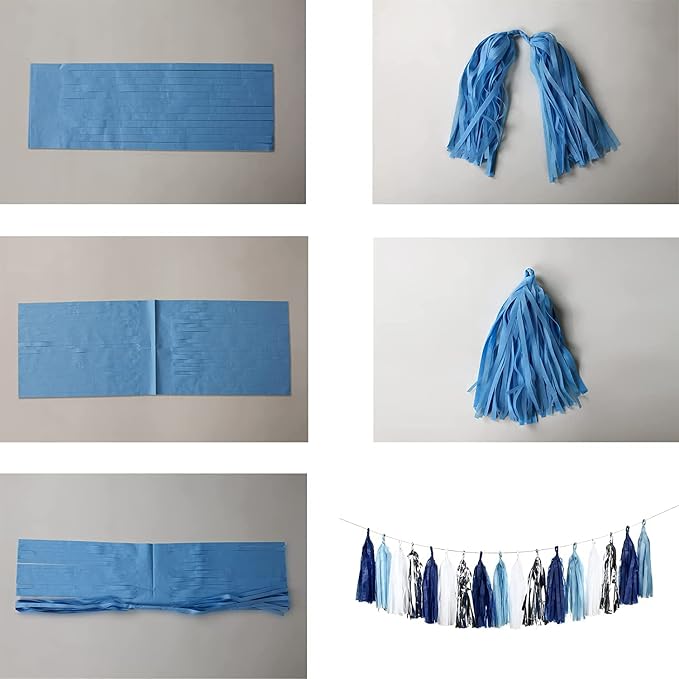 Mefuny 20PCS Gender Reveal Tissue Paper Tassel Banner Baby Pink Blue Tissue - Image 5