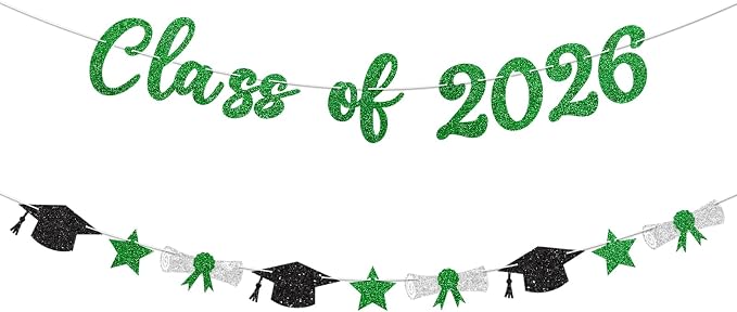 Class of 2026 Banner Green Graduation Decorations Prestrung 2026 Graduation by Blopee