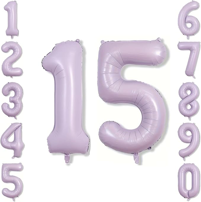 Cream Purple Number 15 Balloon 40 Inch, Foil Numeral by Unknown