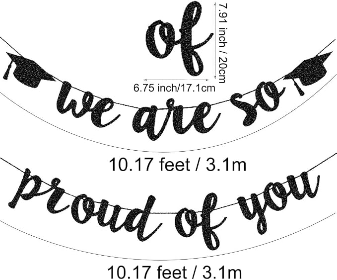2026 Graduation Banners Party Decorations Black Glitter Grad Banner Garland | - Image 5
