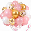 Pink Gold White Balloons 60Pcs 12 Inch Confetti Latex Balloon by Kelfuoya