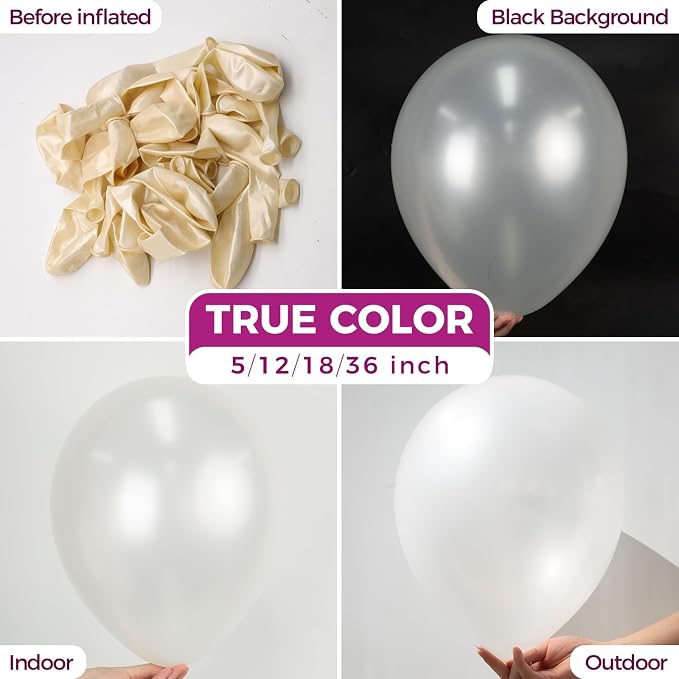Bezente Pearl White Balloons 18 Inch 30 Pack Latex Large Thick | Ivory - Image 2