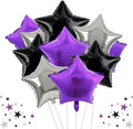 TONIFUL 15 Pack Purple Black Silver Star Foil Balloons | 18 Inch Mylar Star by TONIFUL