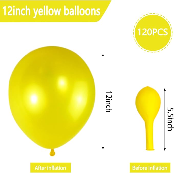 120 Pack Pearl Yellow Balloons, Bright 12 inch Royal Yellow Latex Party Balloons - Image 3