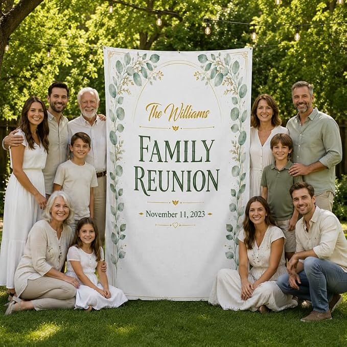 Family Reunion Banner Rustic Floral Design Customized - Image 3