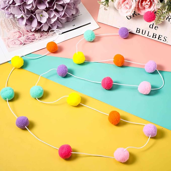 Irenare 9.8 ft Pom Pom Garland for Classroom Felt Rainbow Garland Back to - Image 5
