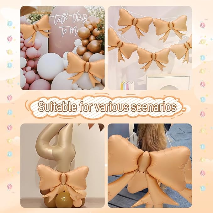 4pcs Jumbo Oversized Ribbon Balloons Coquette Bow Balloons Bow Party Coquette - Image 4