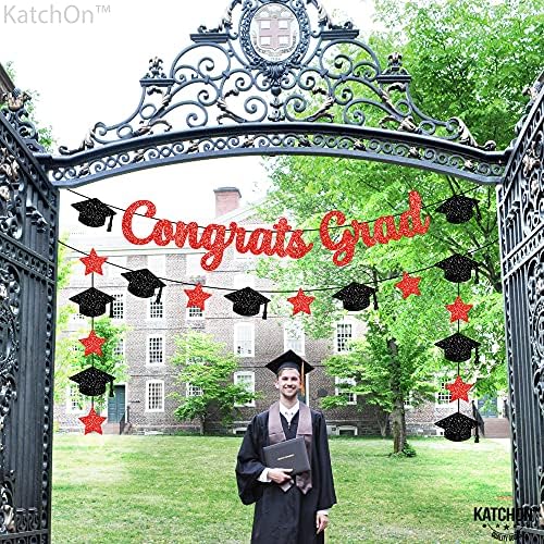KatchOn Graduation Decorations 2026 | Glitter Congrats Grad Banner Red and Black - Image 5