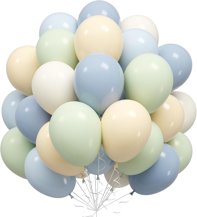 Pastel Blue Green Baby Shower Balloons by Sowide