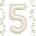 40 Inch Cream Number 5 Balloon, Digital 5 Cream White Giant 5 Foil Balloon by BIAPIAN
