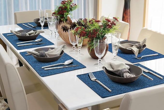 Faux Cotton Linen Placemats Set of 4, Cloth Washable Farmhouse Dining Table Mats - Image 9