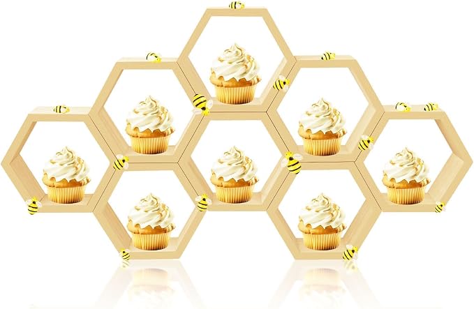 8 Pcs 4.13 Inch Honeycomb Cupcake Stand Cake Farmhouse Hexagon Display Holder by Denylopro