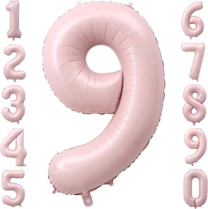40 Inch Light Pink Foil Number 9 Balloon by TNCDJKPA