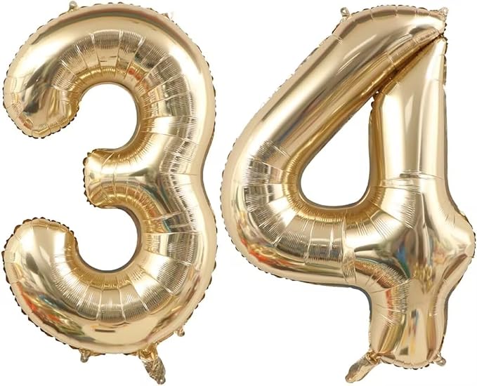 Light Gold 43 34 Balloon Numbers, 40 Inch Large 43th 34th Birthday Balloons by Unknown