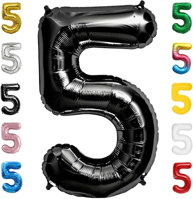 Black Number Balloon 5 Mylar Foil Balloons 40 inch by Unknown