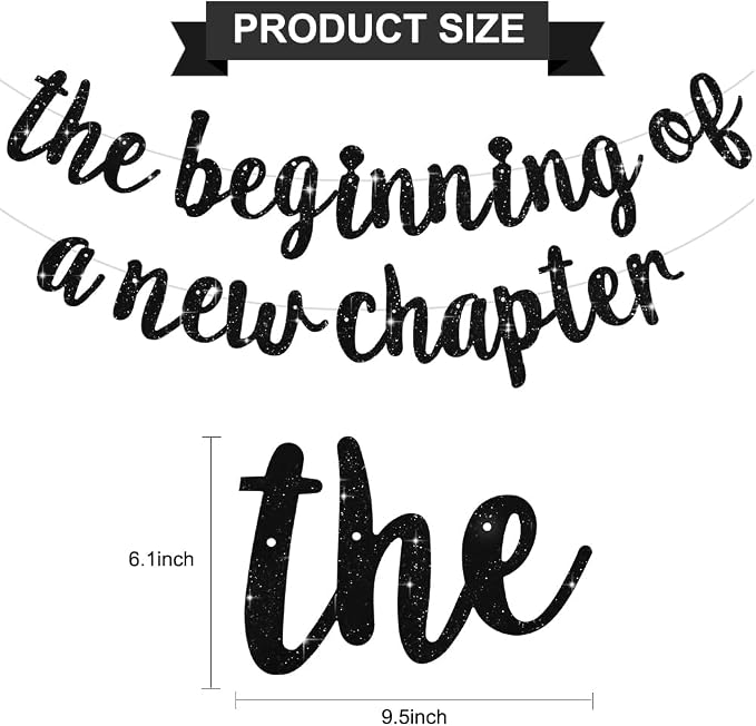 BEISHIDA Black Pre-Strung Glitter The Beginning of A New Chapter Banner | - Image 3