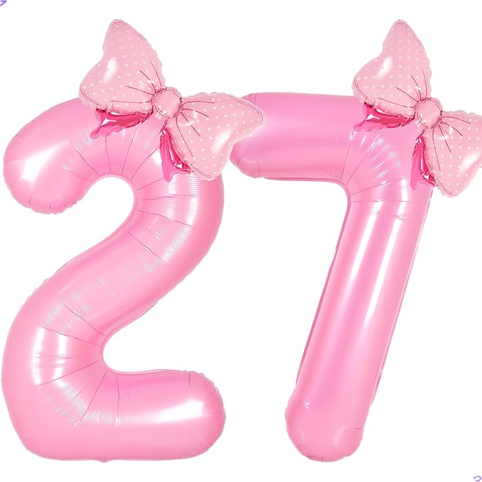 Pink Bow Birthday Decorations 27 72 Balloon Numbers by Unknown