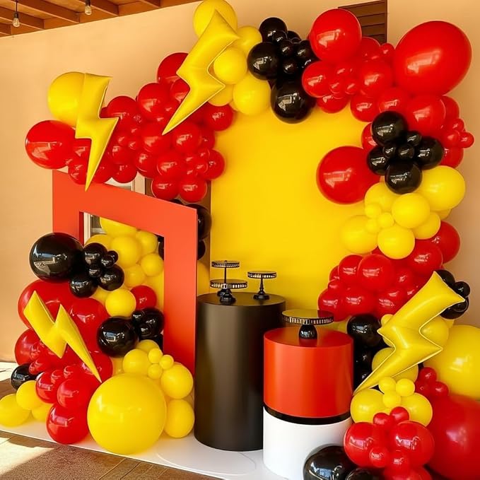 Red Black Yellow Balloons Garland Arch Kit - Image 4