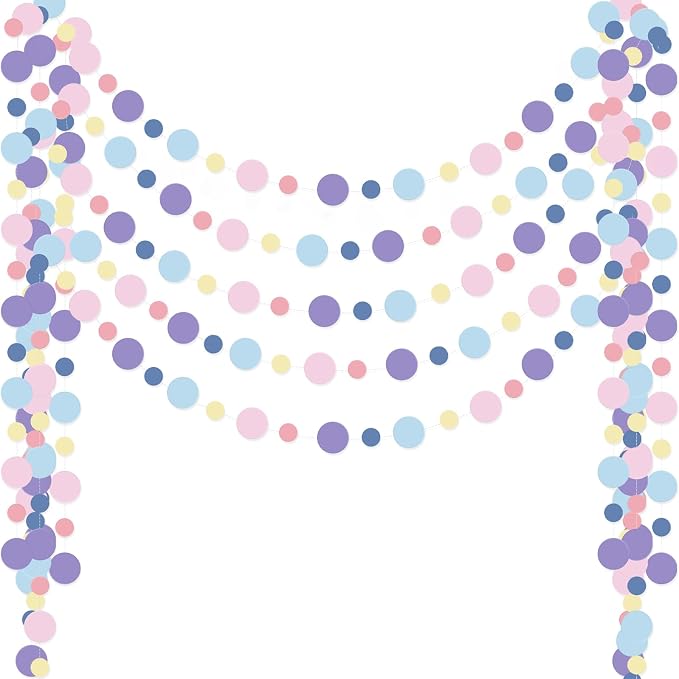 Outus 5 Pieces Colorful Circle Garland Banner Hanging Paper Dot Decorations by Outus