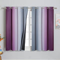 Purple and Grey Blackout Curtains 45 Inches Long, Ombre and Wavy Line Pattern by ESTELARTEXTILER
