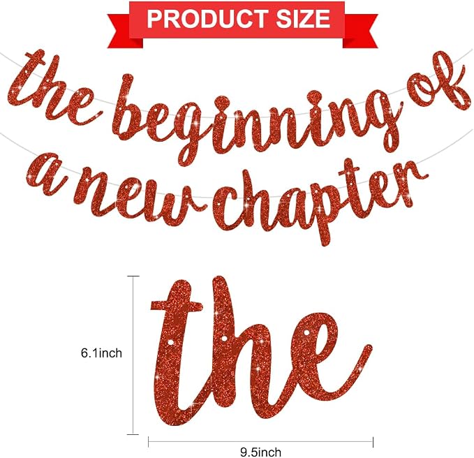 BEISHIDA Red Pre-Strung Glitter The Beginning of A New Chapter Banner | - Image 3