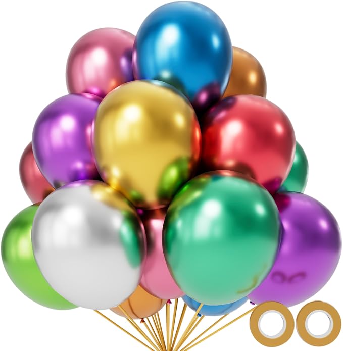 110pcs Metallic Multi Balloons, Metallic Color Latex Balloons 12 inch by KUULBELAballoons