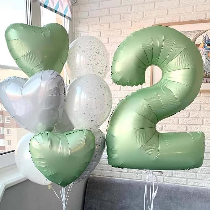 40 Inch Green Number Balloon 8 Olive Green Foil Balloon Sage Green 8 Balloons - Image 6