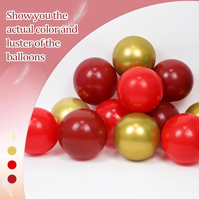 60pcs Red and Gold Balloons 12inch - Image 4