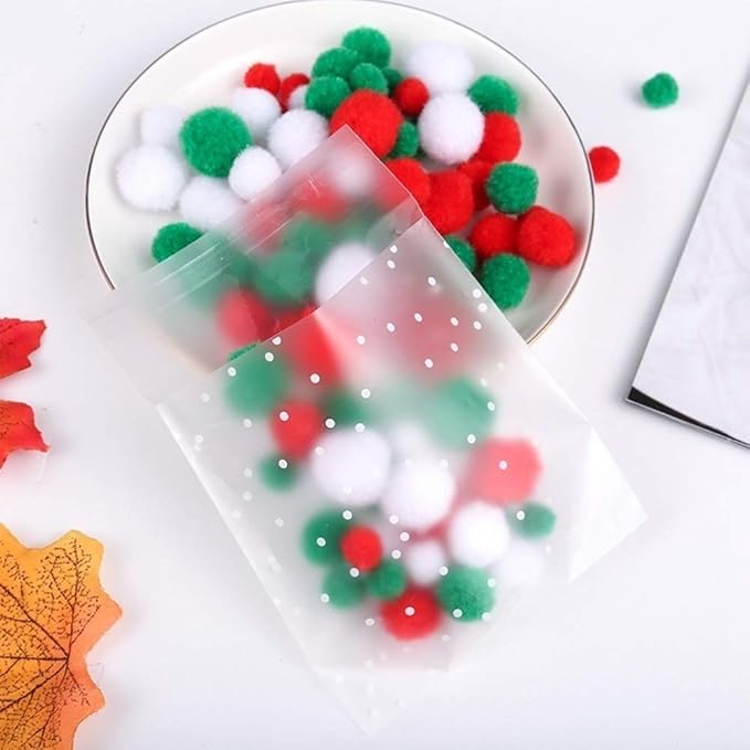 100 Packs Self Sealing Cellophane Treat Bags 5x7 Inches, Searik 4 Mils Resealable Plastic Pastry Cookie Bags with Thank You Labels for Party Gift Giving Bakery Candy Cookie Chocolate