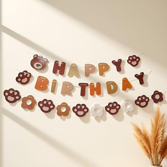 Bear Happy Birthday Banner, Party Pennant Decor, Happy Birthday Banner Adorable - Image 6