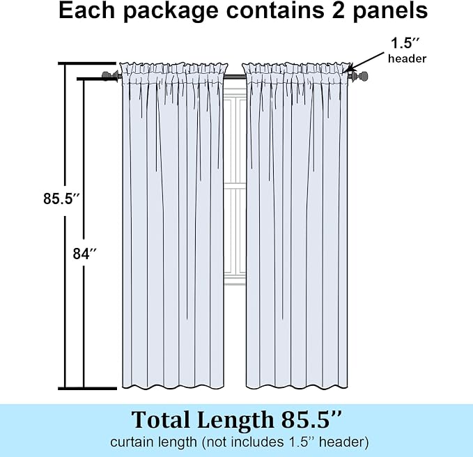 Simplebrand Gold Semi Sheer Curtains 84 Inches Long 2 Panels, Light Filtering - Image 7