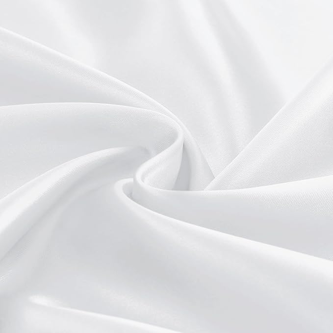 KKJIAF 1 Pack Round Table Cloths 90 Inch, White Overlay Round Satin Table Cover, Silky Satin Dining Tablecloths for Wedding Buffet Parties Banquet Decoration